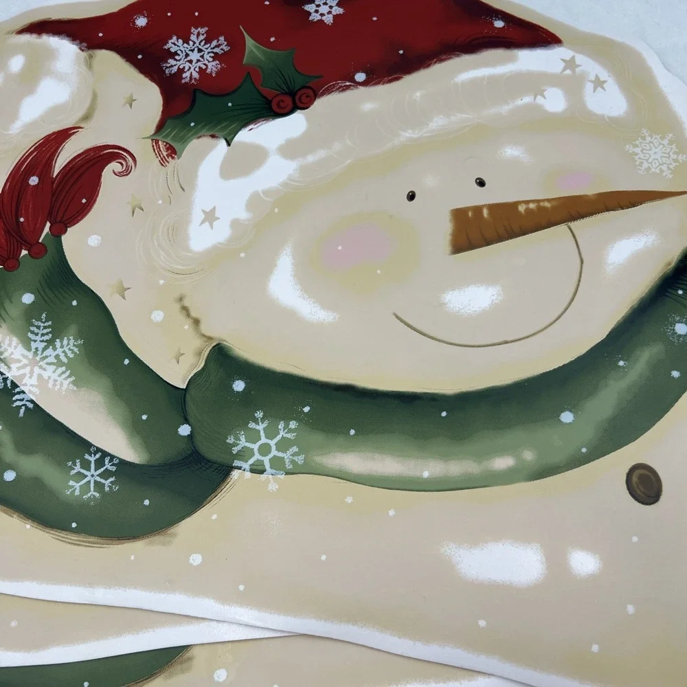 Vinyl‎ Snowman Placemats, Franco, Set of 6, Christmas,  Vintage